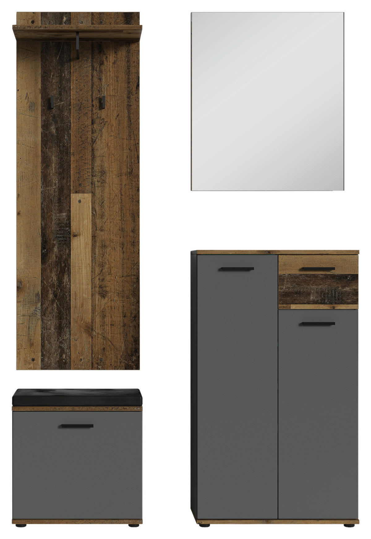 GARDEROBENBANK  in 48,5/49/30 cm  - Alteiche/Anthrazit, LIFESTYLE, Holzwerkstoff (48,5/49/30cm) - MID.YOU
