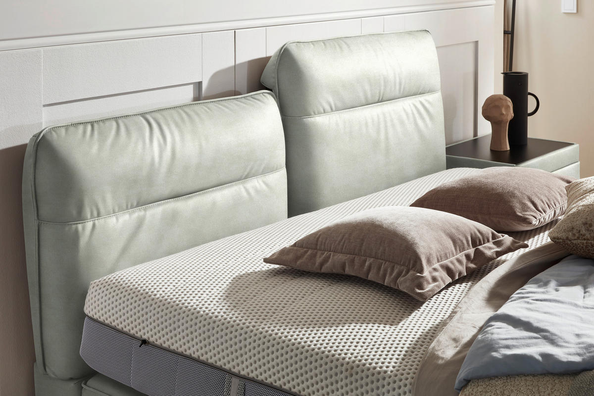 BOXSPRINGBETT 200/200 cm  in Hellgrau  - Hellgrau/Schwarz, Design, Textil/Metall (200/200cm) - Johann Jakob