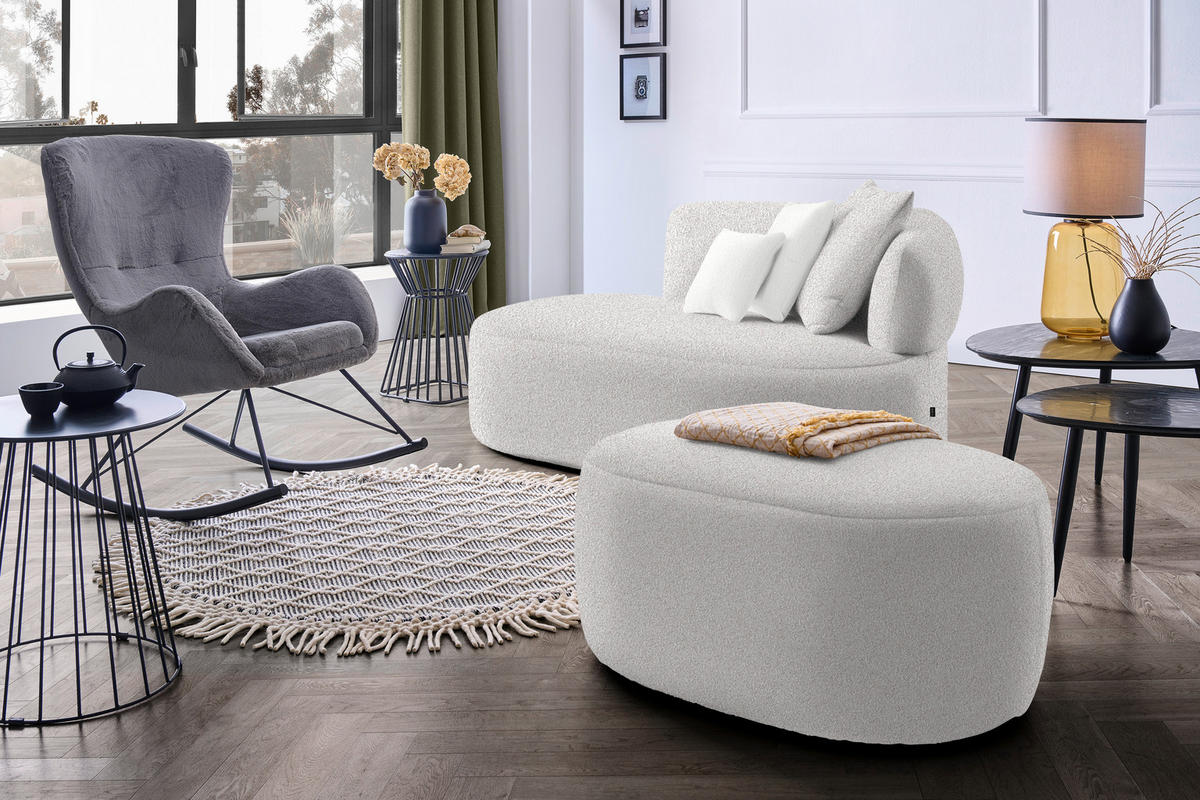 RÉCAMIERE in Bouclé Creme, Beige  - Beige/Creme, MODERN, Kunststoff/Textil (166/86/105cm) - Hom`in