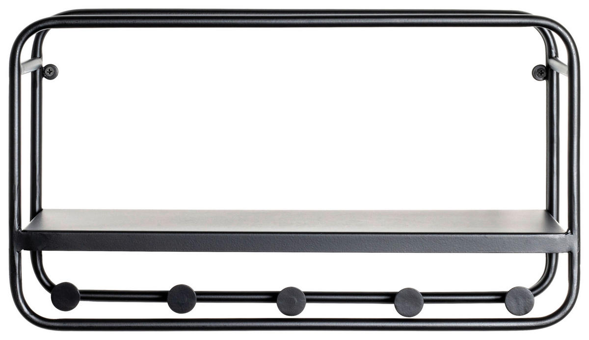 WANDGARDEROBE - Schwarz, Design, Metall (45/25/15cm)