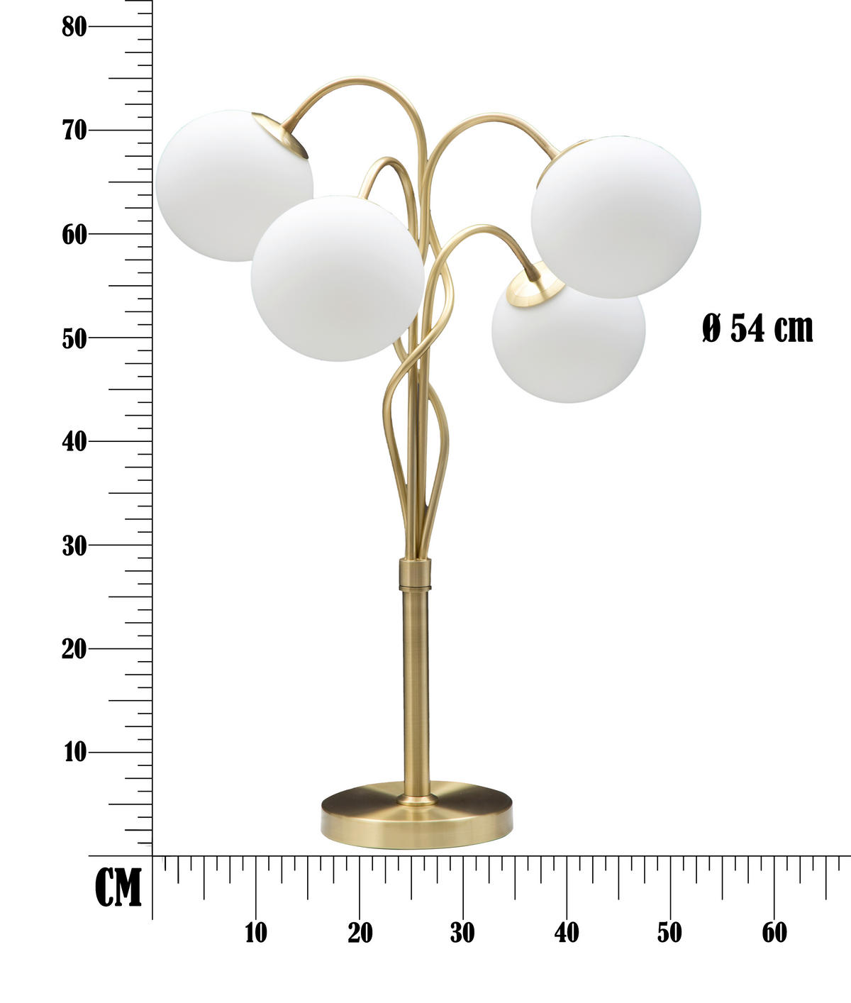 TISCHLEUCHTE 53/74 cm  - Goldfarben/Weiß, Trend, Glas/Metall (53/74cm) - Mauro Ferretti