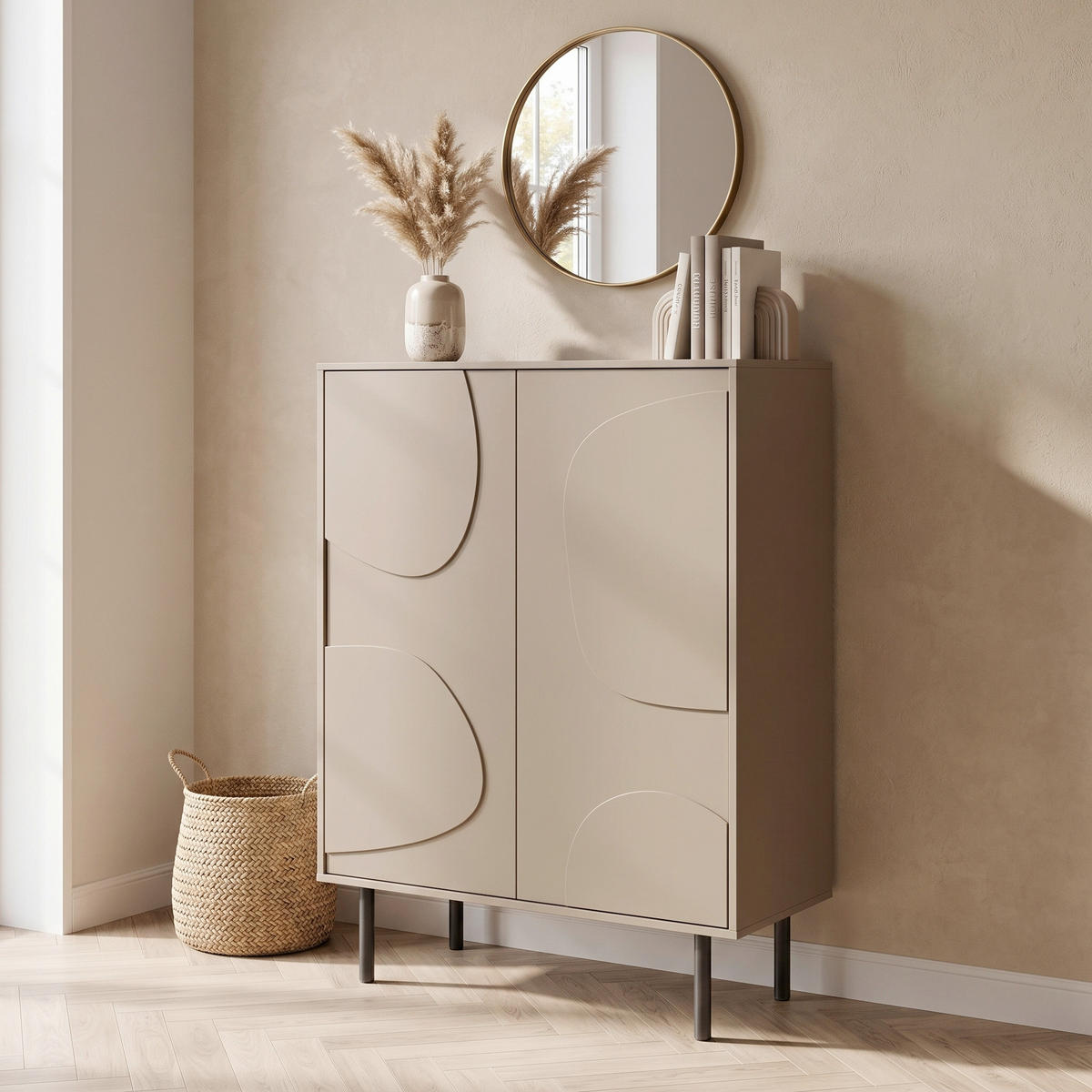 KOMMODE Cadiz, 85/135/40 cm,  - Schlammfarben/Schwarz, Design, Holz/Metall (85/135/40cm) - Livetastic