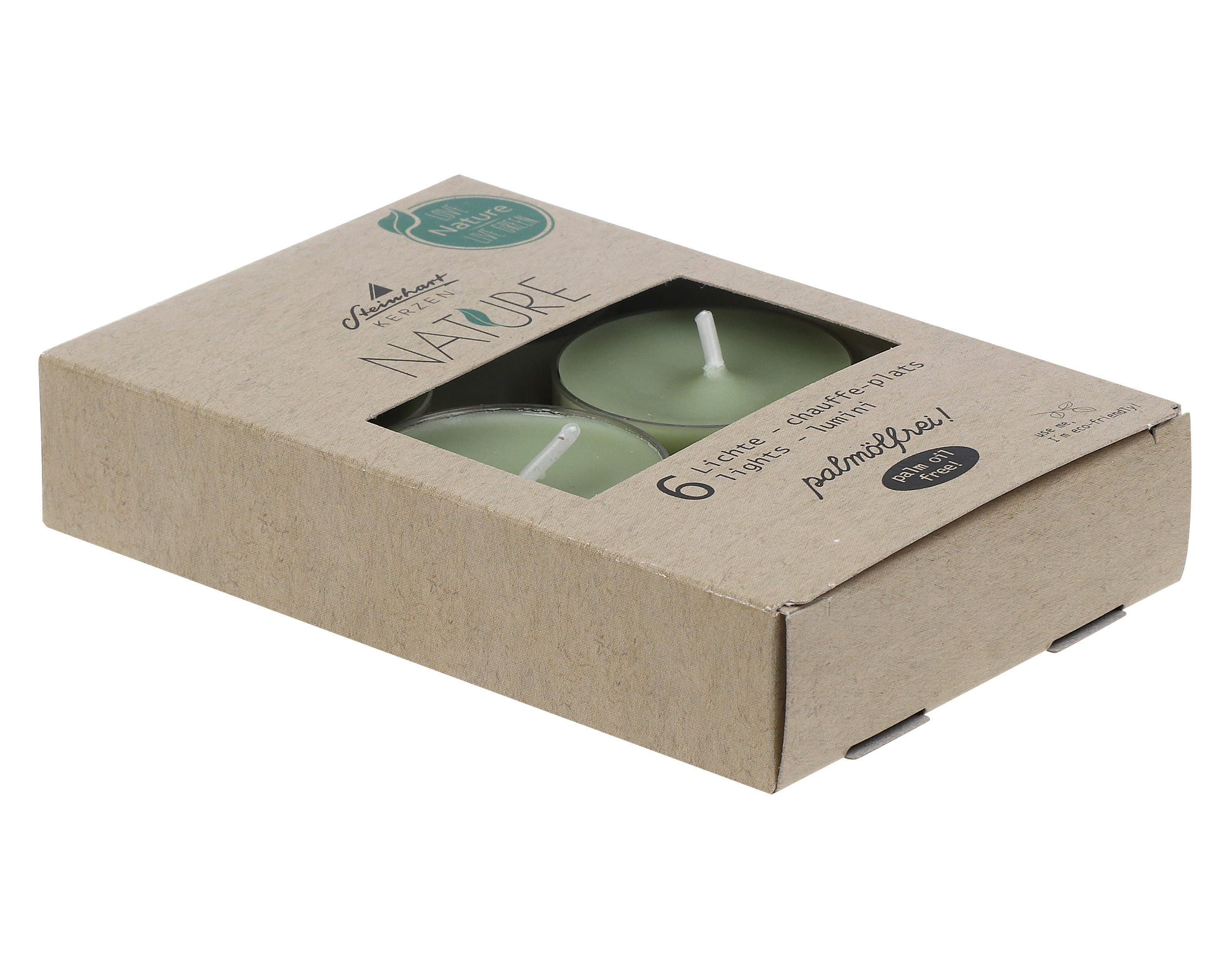 TEELICHTSET  - Salbeigrün, Basics, Naturmaterialien (8/12cm)