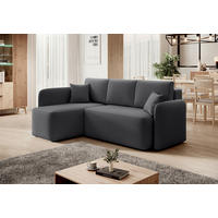ECKSOFA Plüsch Grau  - Schwarz/Grau, Design, Kunststoff/Textil (150/206cm) - MID.YOU
