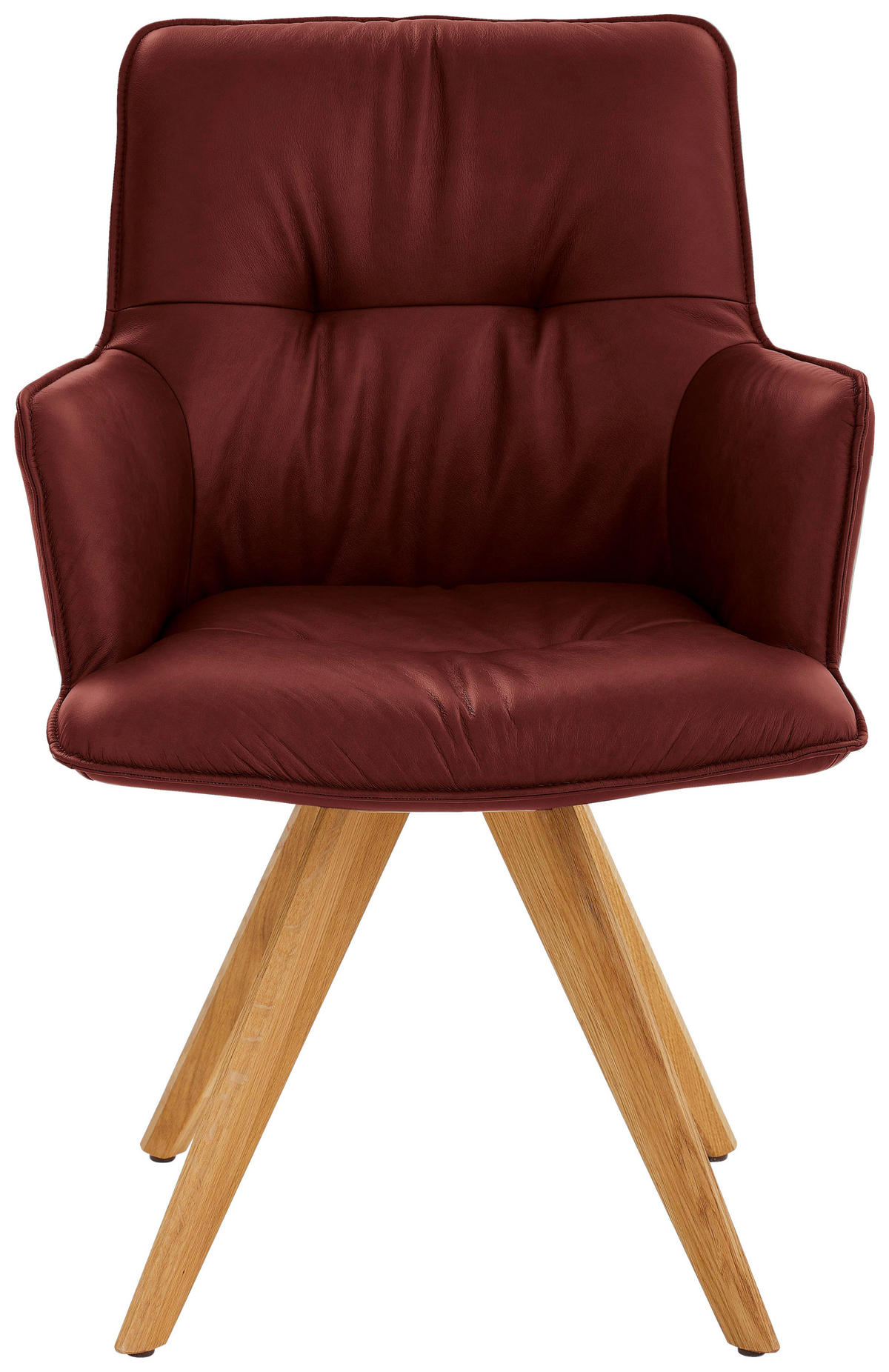 ARMLEHNSTUHL drehbar  in Echtleder pigmentiert  - Eichefarben/Bordeaux, Design, Leder/Holz (59/89/63cm) - Dieter Knoll