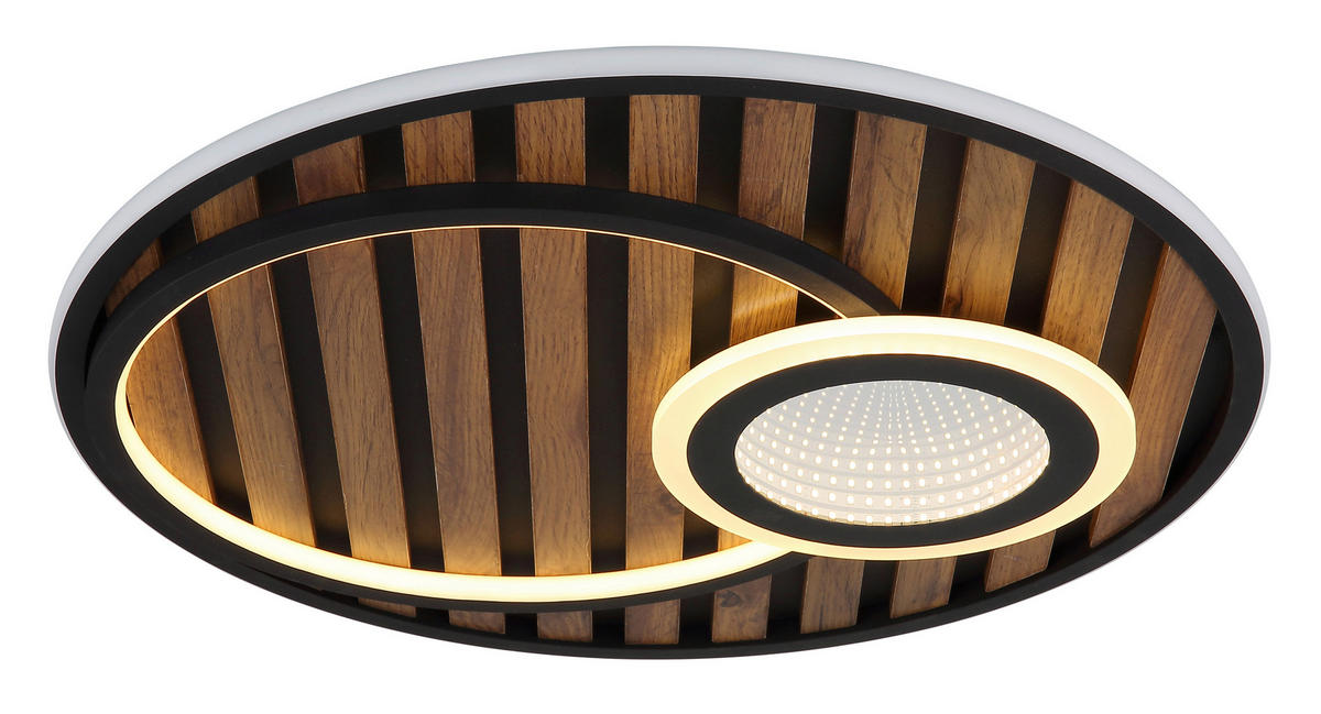 STROPNÍ LED SVÍTIDLO, 50/8 cm  - bílá/tmavě hnědá, Natur, kov/kompozitní dřevo (50/8cm) - Globo