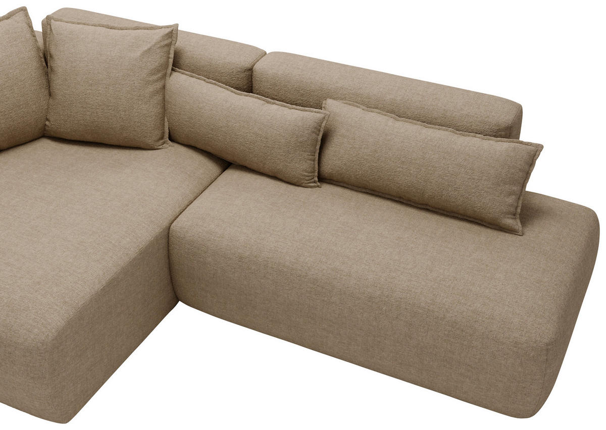 ECKSOFA Chenille Beige  - Beige/Schwarz, Design, Kunststoff/Textil (160/284cm) - Livetastic