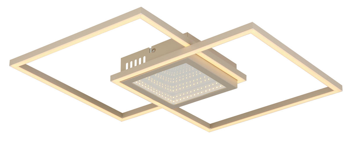 LED-DECKENLEUCHTE Saunders 42,6/42,6/5 cm  - Sandfarben/Opal, Design, Kunststoff/Metall (42,6/42,6/5cm) - Globo