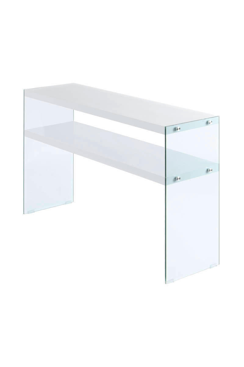 BEISTELLTISCH in Glas, Holzwerkstoff 32/110/75 cm  - Klar/Weiß, Basics, Glas/Holzwerkstoff (32/110/75cm) - Kayoom