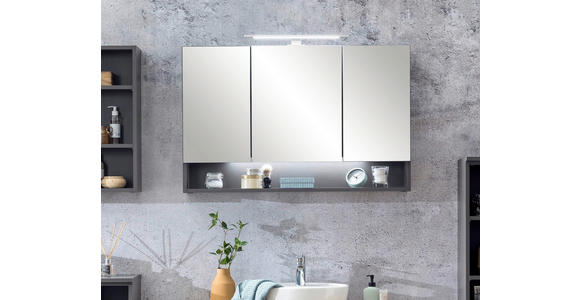 SPIEGELSCHRANK 100/64/20 cm  - Graphitfarben, Natur, Holzwerkstoff (100/64/20cm) - Xora