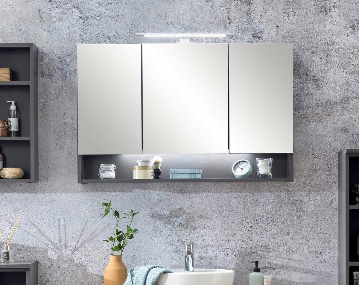 SPIEGELSCHRANK 100/64/20 cm  - Graphitfarben, Natur, Holzwerkstoff (100/64/20cm) - Xora