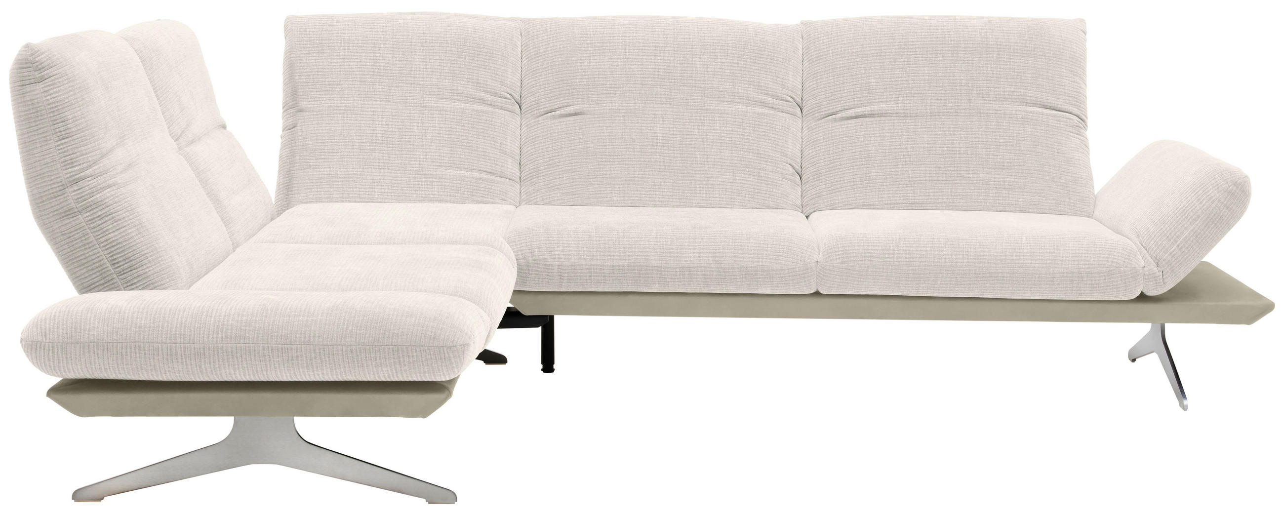ECKSOFA in Flachgewebe Creme, Beige  209/277 cm  - Edelstahlfarben/Beige, Design, Textil/Metall (209/277cm) - Koinor