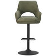 BARHOCKER Cord Grün, Schwarz Eisen Sitzfläche 360° drehbar, inklusive Armlehnen  - Schwarz/Grün, Design, Textil/Metall (56/102-123/57cm) - Hom`in