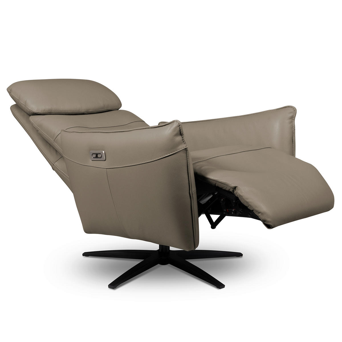 RELAXSESSEL Leder Taupe  - Taupe/Schwarz, Design, Leder/Metall (77/107/88cm) - Livetastic