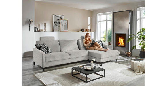 ECKSOFA  in Chenille, Flachgewebe Cappuccino  316/175 cm  - Schwarz/Cappuccino, Design, Textil/Metall (316/175cm) - Dieter Knoll