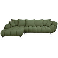 ECKSOFA Grün Bouclé Zierkissen, Rückenkissen, Rücken echt  - Schwarz/Grün, MODERN, Textil/Metall (217/318cm) - Carryhome