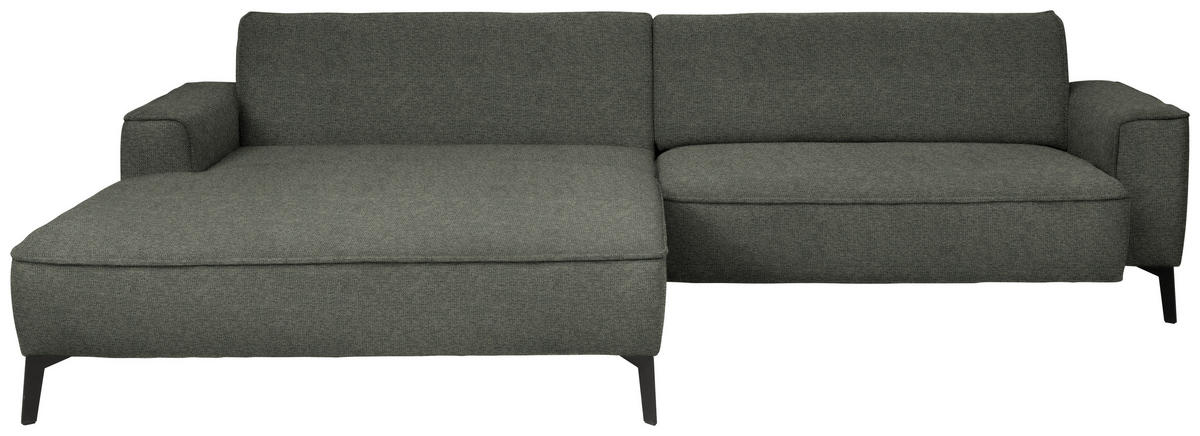 ECKSOFA in Flachgewebe Dunkelgrün  190/285 cm  - Dunkelgrün/Schwarz, Design, Textil/Metall (190/285cm) - Johann Jakob