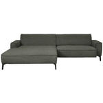 ECKSOFA in Flachgewebe Dunkelgrün  190/285 cm  - Dunkelgrün/Schwarz, Design, Textil/Metall (190/285cm) - Johann Jakob