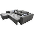 ECKSOFA in Webstoff Dunkelbraun  - Dunkelbraun/Silberfarben, MODERN, Kunststoff/Textil (218/304cm) - Carryhome