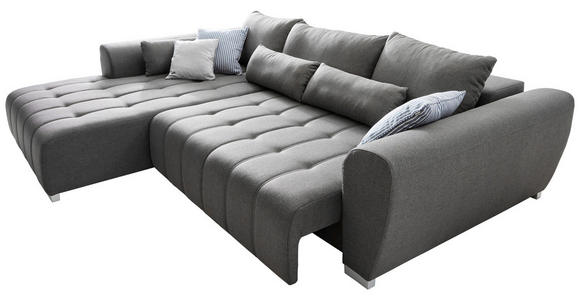 ECKSOFA in Webstoff Dunkelgrau  - Dunkelgrau/Silberfarben, MODERN, Kunststoff/Textil (218/304cm) - Carryhome