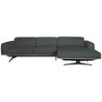 ECKSOFA in Echtleder Grau 305/163 cm - Eichefarben/Schwarz, Design, Leder/Holz (305/163cm) - Novel