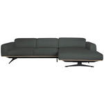 ECKSOFA in Echtleder Grau  305/163 cm  - Eichefarben/Schwarz, Design, Leder/Holz (305/163cm) - Novel