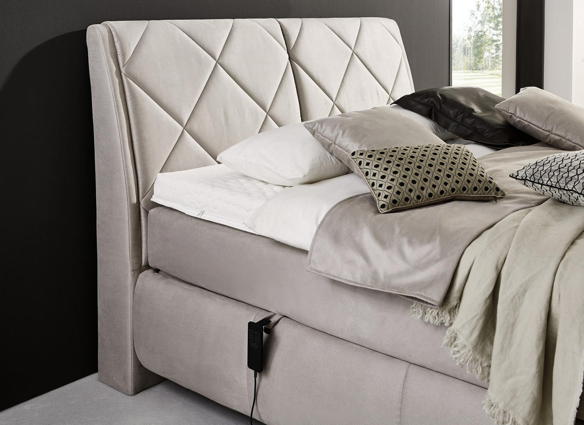 BOXSPRINGOVÁ POSTEĽ, 180/200 cm, béžová - čierna/béžová, Konventionell, kov/textil (180/200cm) - Dieter Knoll