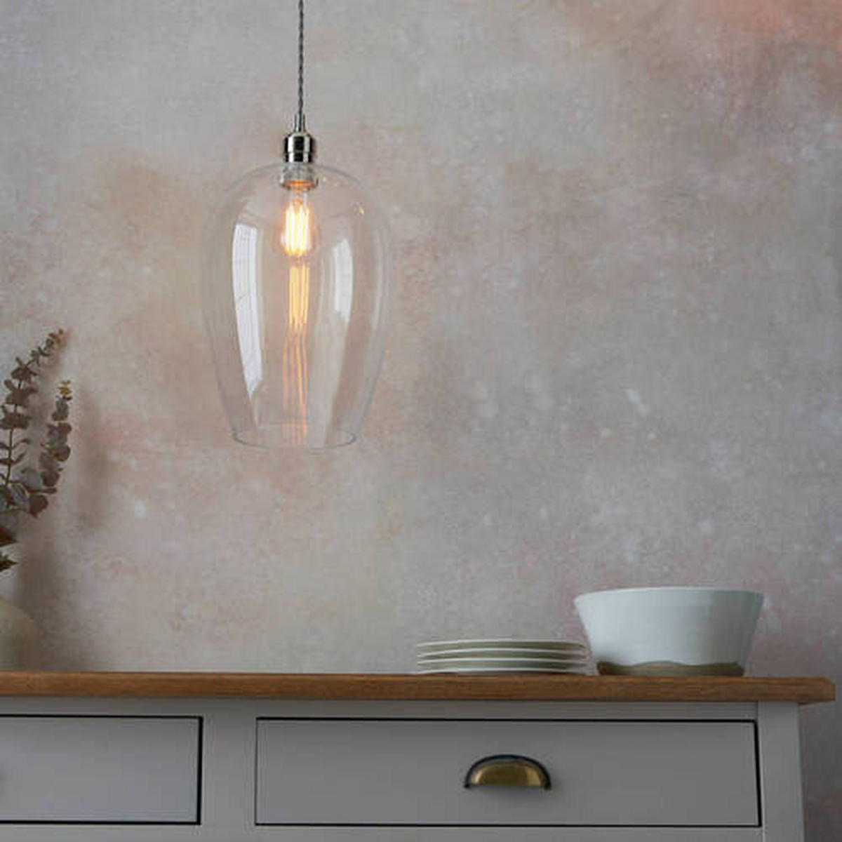 HÄNGELEUCHTE 25/167.5 cm  - Klar/Messingfarben, Basics, Glas (25/167.5cm) - ENDON