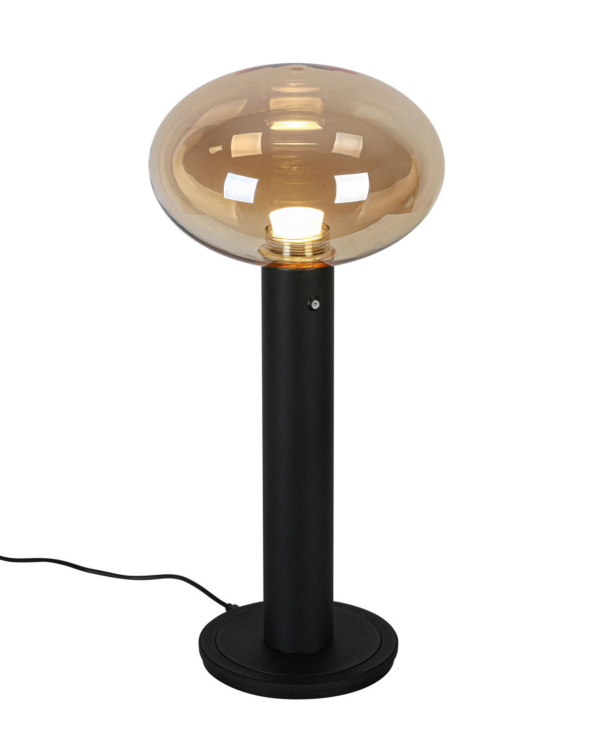 AKKU-TISCHLEUCHTE 20/42 cm  - Bernsteinfarben/Schwarz, Design, Glas/Kunststoff (20/42cm) - Dieter Knoll