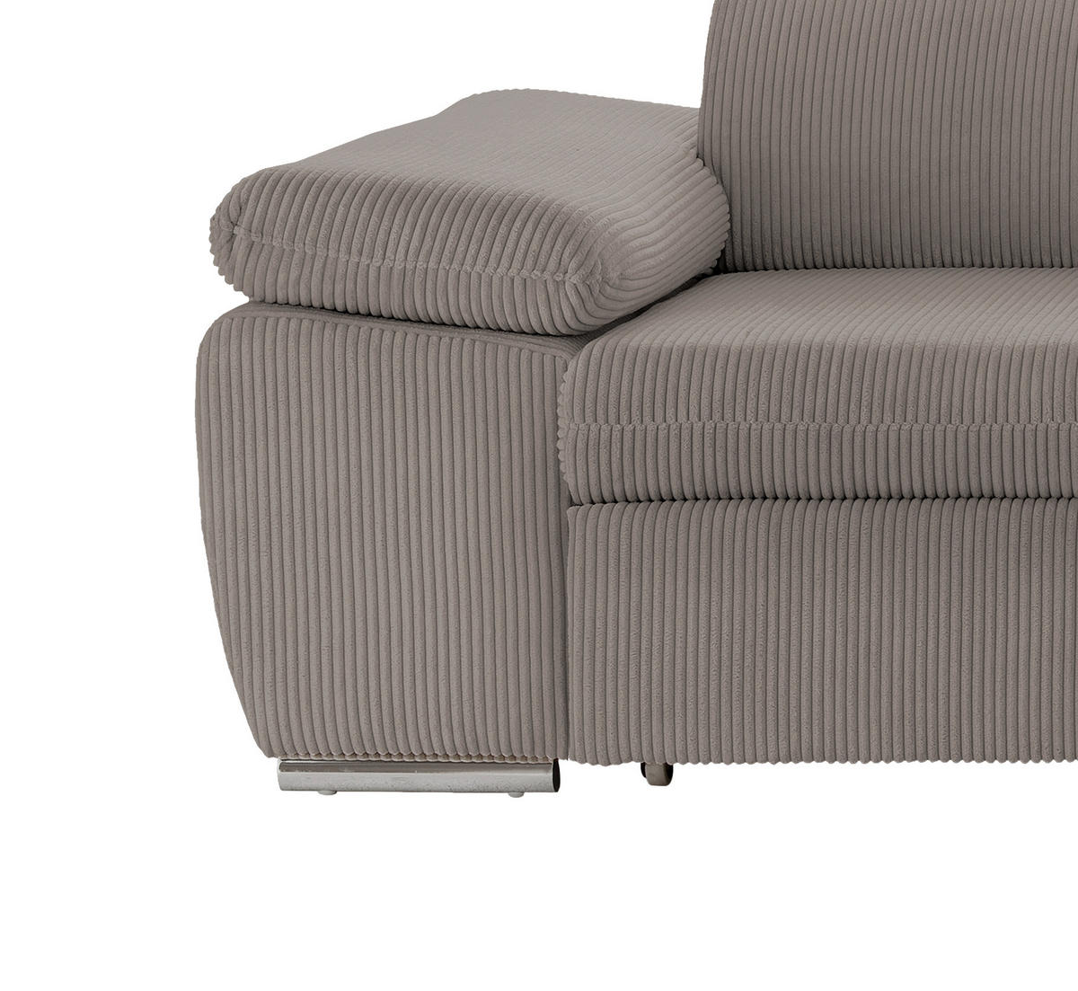 ECKSOFA Graubraun Cord  - Chromfarben/Graubraun, Design, Textil/Metall (283/228cm) - Livetastic