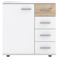 KOMMODE 81/83/41 cm Weiss, Eichefarben, Hickory  - Weiss/Eichefarben, Konventionell, Holzwerkstoff/Kunststoff (81/83/41cm) - Carryhome