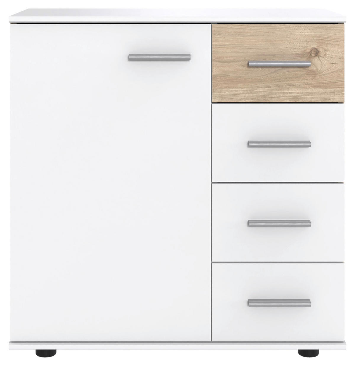 KOMMODE 81/83/41 cm Weiss, Eichefarben, Hickory  - Weiss/Eichefarben, Konventionell, Holzwerkstoff/Kunststoff (81/83/41cm) - Carryhome