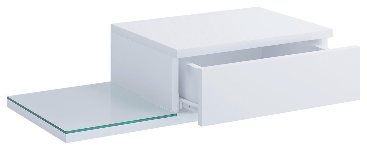 NACHTSCHRANK 65/15/30 cm  - Weiß, MODERN, Glas/Holzwerkstoff (65/15/30cm) - MID.YOU