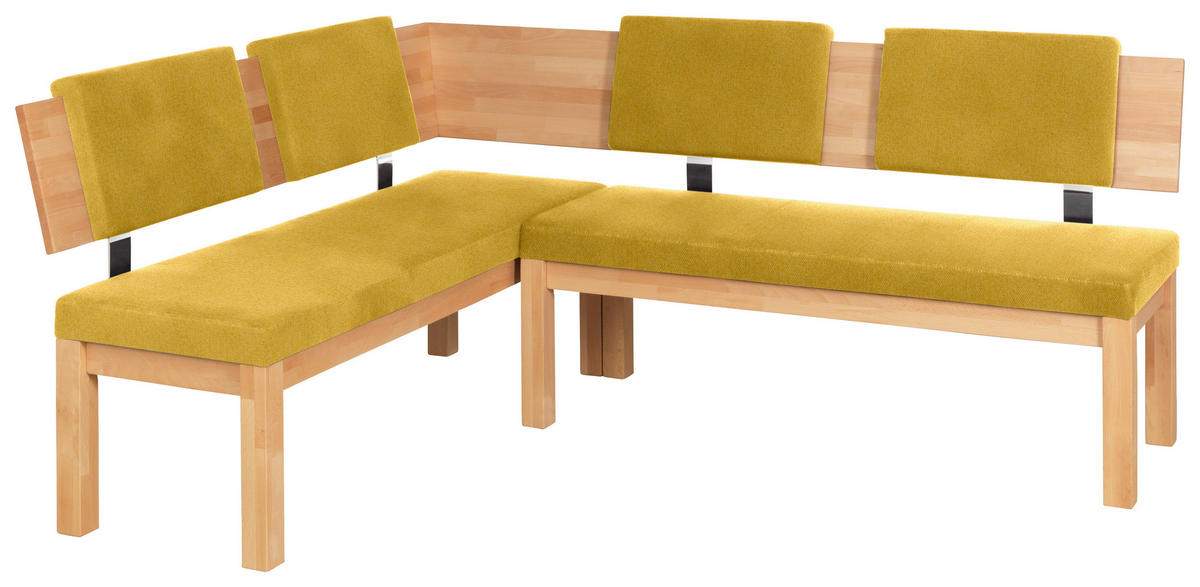 ECKBANK 160/200 cm  in Buchefarben, Currygelb  - Currygelb/Buchefarben, Natur, Holz/Textil (160/200cm) - Cantus