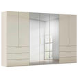 DREHTÜRENSCHRANK 350/235/61 cm,  in Champagner, 7-türig  - Champagner, Basics, Glas/Holzwerkstoff (350/235/61cm) - Novel