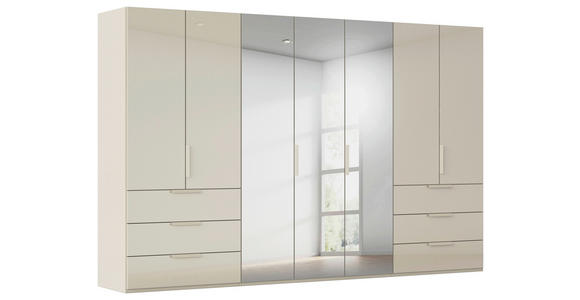 DREHTÜRENSCHRANK 350/235/61 cm,  in Champagner, 7-türig  - Champagner, Basics, Glas/Holzwerkstoff (350/235/61cm) - Novel