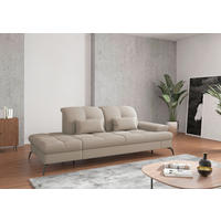 RÉCAMIERE Taupe Flachgewebe  inkl. Armteilverstellung, Kopfteilverstellung, Stauraum, Sitztiefenverstellung  - Taupe/Schwarz, KONVENTIONELL, Textil/Metall (231/90/122cm) - Sit & More