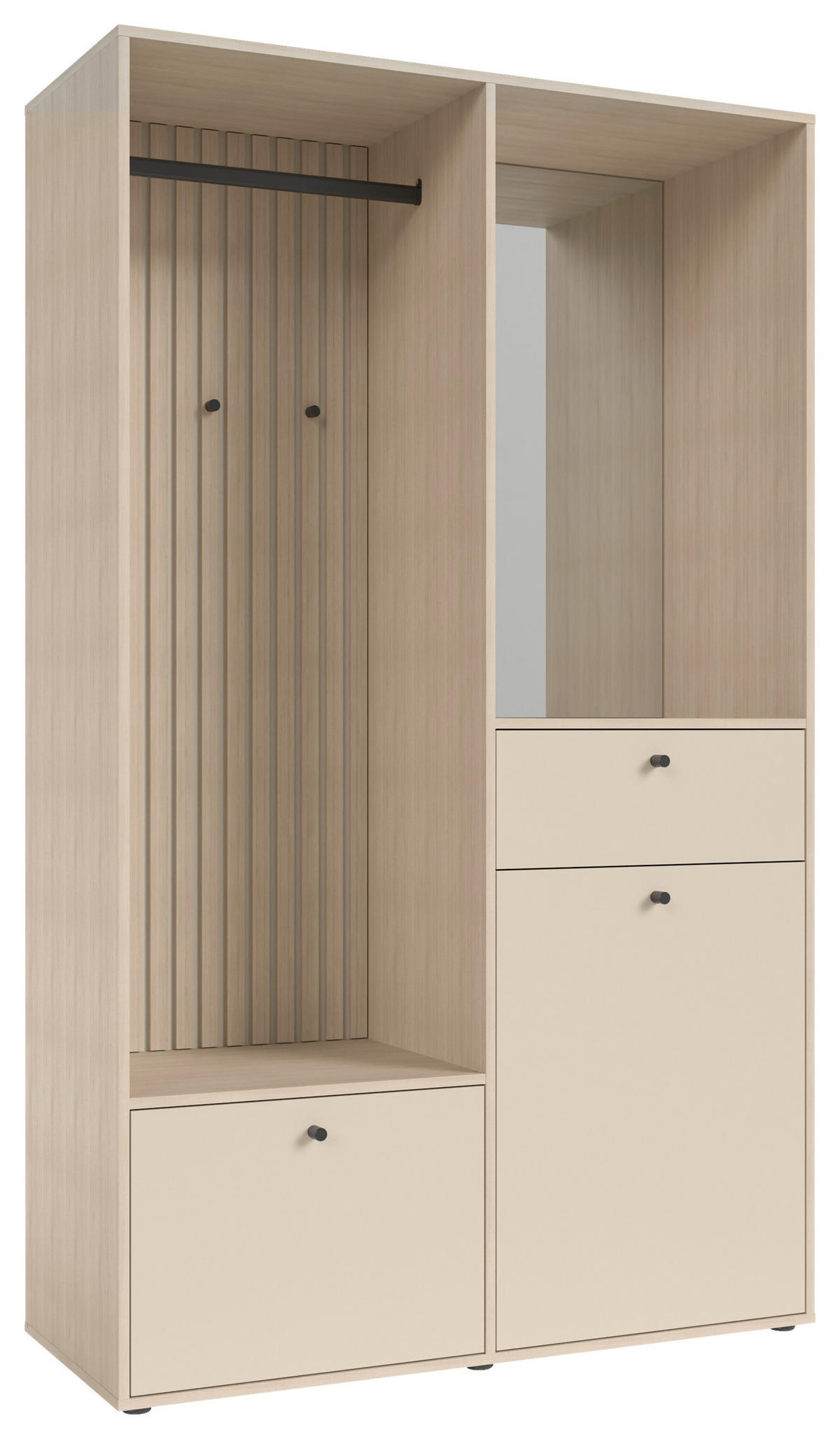 GARDEROBE 4-teilig  in 120/200/50 cm  - Kaschmir/Eichefarben, Design, Glas/Holzwerkstoff (120/200/50cm) - Xora