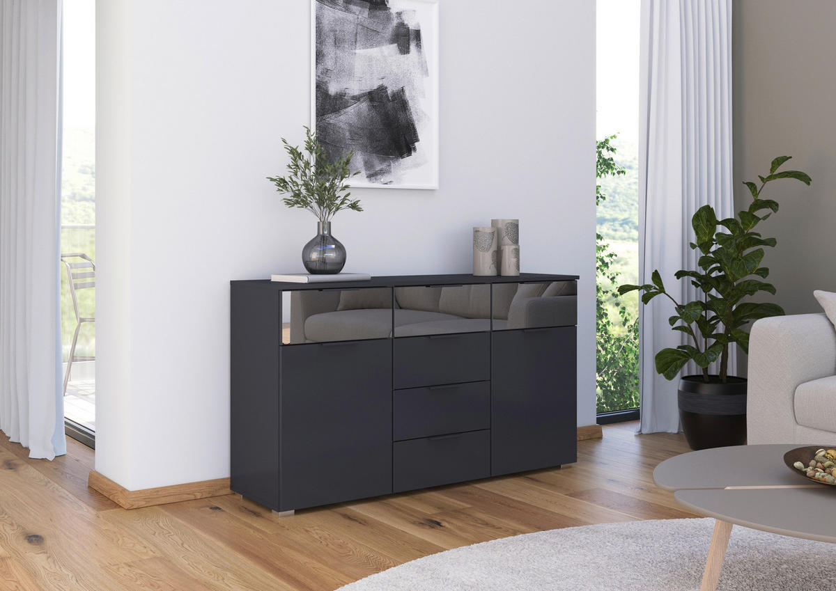 SIDEBOARD 140/81/42 cm  in Grau  - Alufarben/Grau, Modern, Glas/Holzwerkstoff (140/81/42cm) - Rauch Möbel