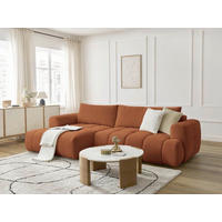 ECKSCHLAFSOFA FUJI Leinenoptik Orange  inkl.  - Schwarz/Orange, MODERN, Kunststoff/Textil (160/292cm)