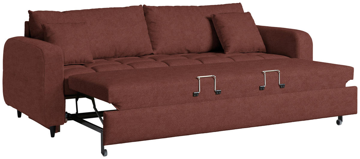SCHLAFSOFA Webstoff Rotbraun Stoffauswahl, Bettfunktion erhältlich, Rücken echt, Armteil links, Armteil rechts  - Rotbraun/Schwarz, Design, Holz/Textil (236/88/101cm) - Lomoco