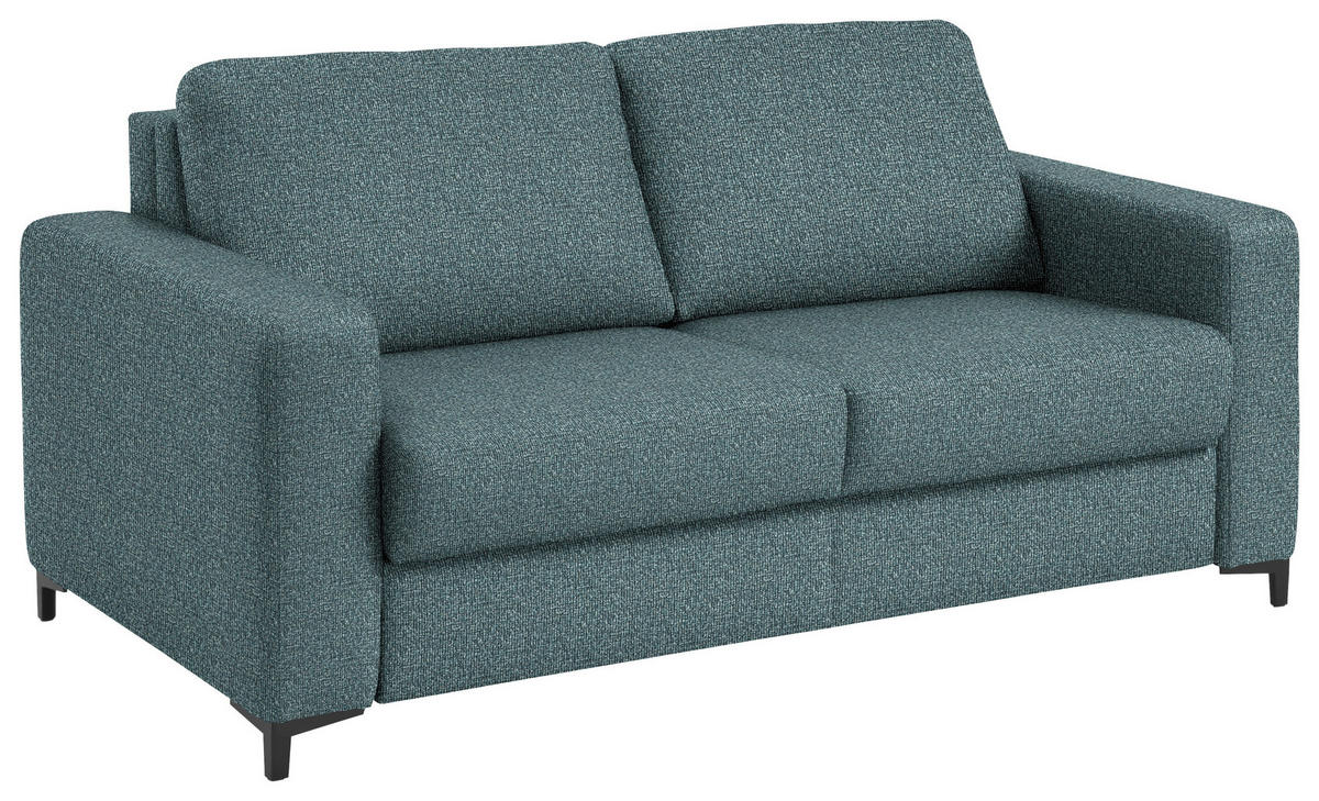 SCHLAFSOFA Webstoff Blaugrau Fussart wählbar, Stoffauswahl, Schlafen auf Sitzhöhe, Rückenfutter, Armteil links, Armteil rechts  - Blaugrau/Schwarz, Konventionell, Textil/Metall (196/87/103cm) - Dieter Knoll