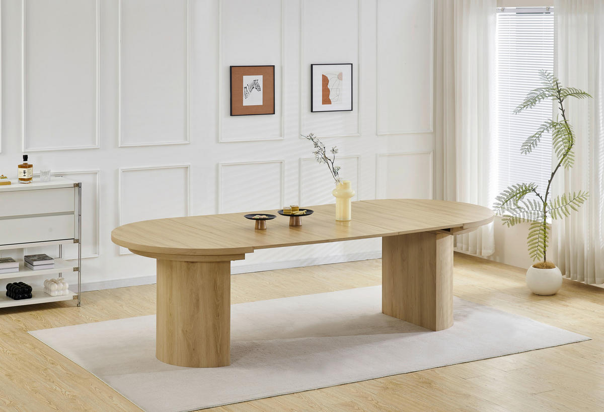 ESSTISCH 115-268/115/76 cm Nachbildung  Holzwerkstoff ausziehbar oval Eichefarben  - Eichefarben, MODERN, Holzwerkstoff (115-268/115/76cm) - P & B
