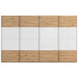 SCHWEBETÜRENSCHRANK 361/235/68 cm 4-türig Weiß, Eiche Artisan  - Chromfarben/Weiß, KONVENTIONELL, Glas/Holzwerkstoff (361/235/68cm) - Novel