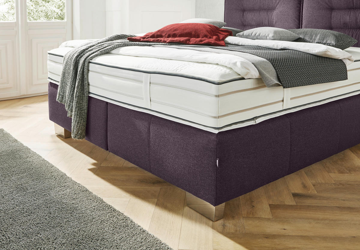 BOXSPRINGBETT 200/200 cm  in Brombeere  - Chromfarben/Brombeere, Konventionell, Textil (200/200cm) - Dieter Knoll