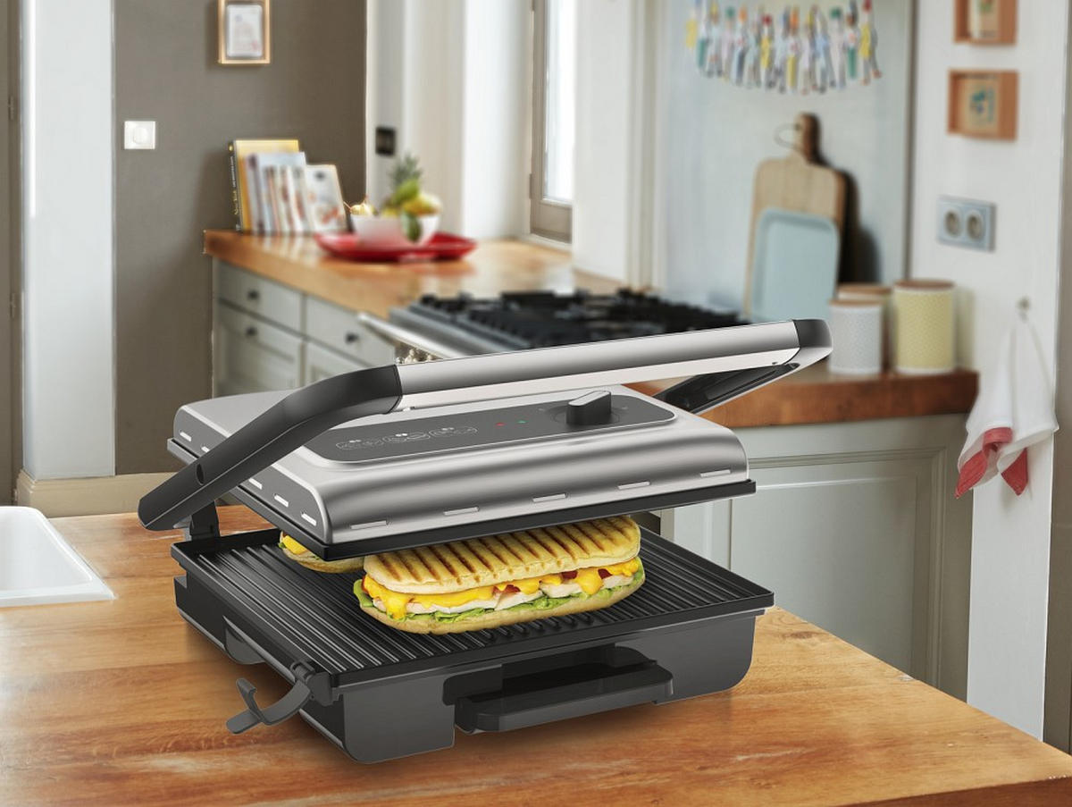 KONTAKTGRILL Inicio Adjust  - Chromfarben/Schwarz, Basics, Kunststoff/Metall (33,7/11,8cm) - Tefal