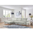 ECKSOFA in Echtleder Hellgrau  - Hellgrau/Schwarz, Design, Leder/Metall (193/328cm) - Dieter Knoll