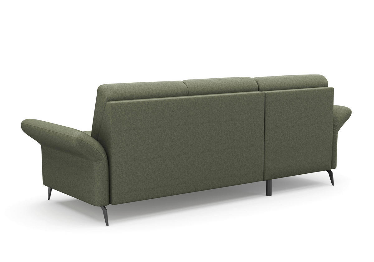 ECKSOFA ROCHELLE E Olivgrün Flachgewebe  - Schwarz/Olivgrün, KONVENTIONELL, Textil/Metall (164/251cm) - Sit & More