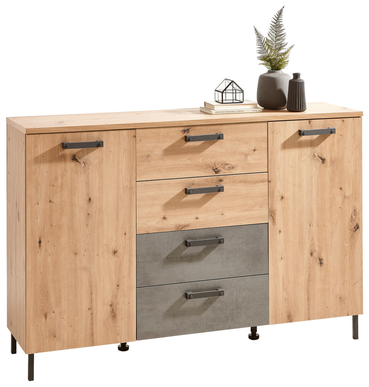 KOMMODE  in 150/99,5/38 cm  - Anthrazit/Eiche Artisan, LIFESTYLE, Holzwerkstoff/Kunststoff (150/99,5/38cm) - Ti'me