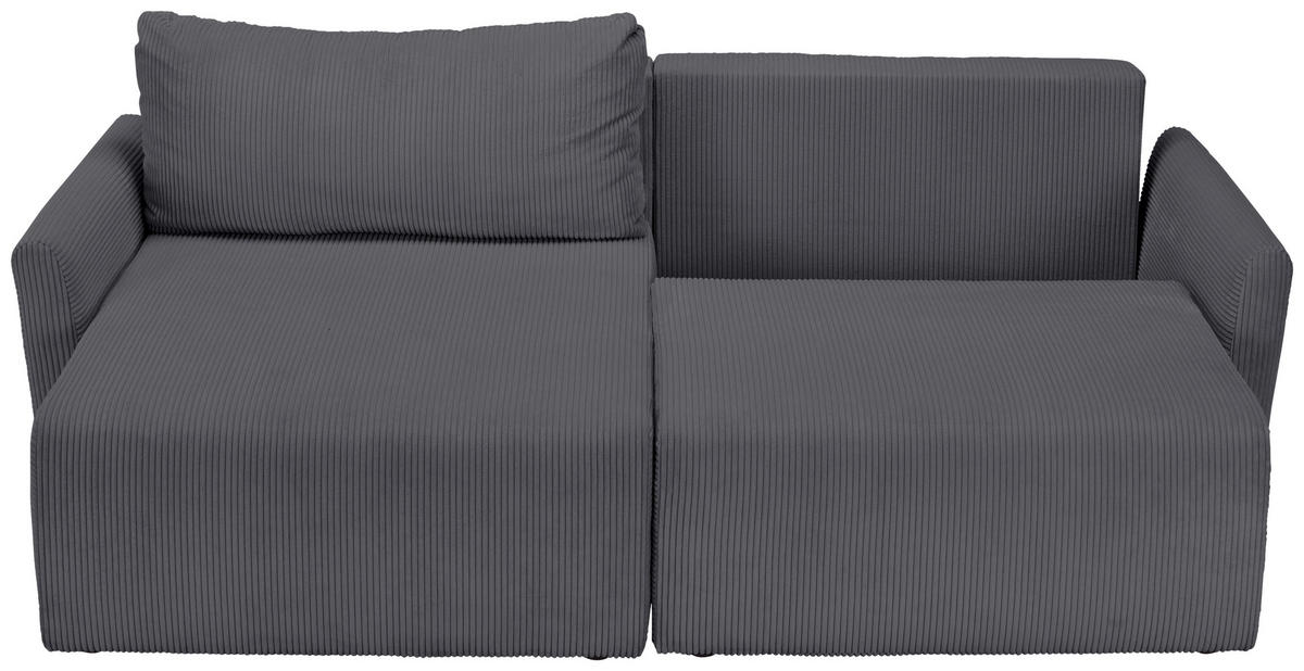 ECKSOFA in Cord Grau  - Schwarz/Grau, Konventionell, Kunststoff/Textil (228/146cm) - MID.YOU